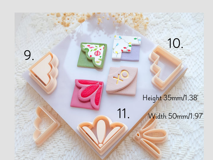 Corner Bookmark Cutter Set for Polymer Clay + Stich Guide Tool | DIY Bookmark Craft Tools | Decorative Clay Cutter Shapes