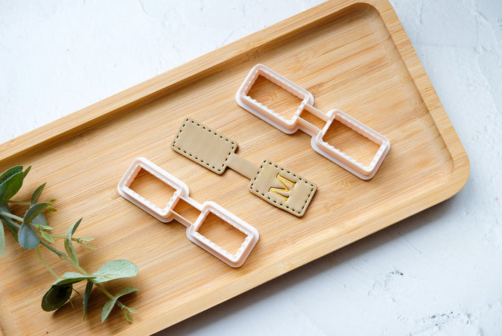 Leather Keychain Rectangle Shape Cutters and Letter symbols