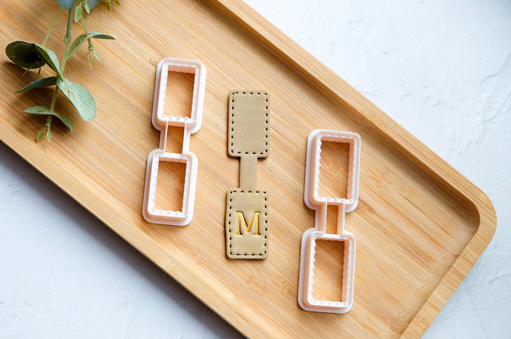 Leather Keychain Rectangle Shape Cutters and Letter symbols