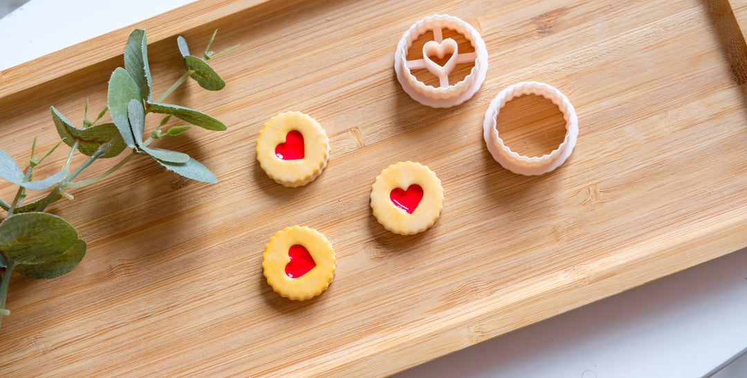 Valentine Round Cookie with Heart Polymer Clay Cutter