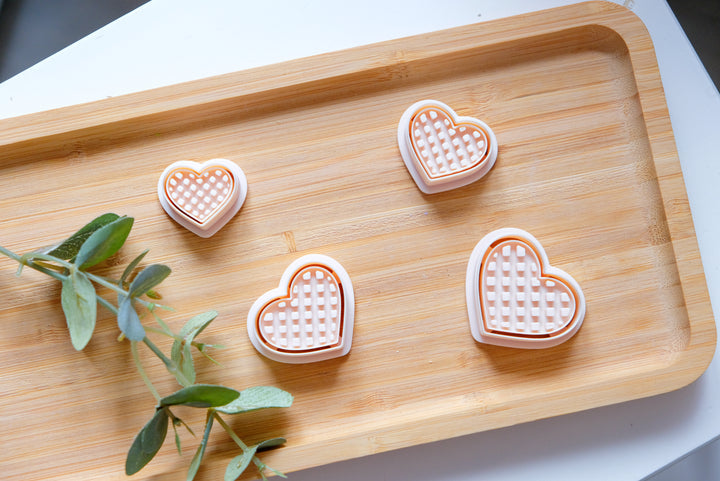 Valentine Heart Waffle Polymer Clay Cutters