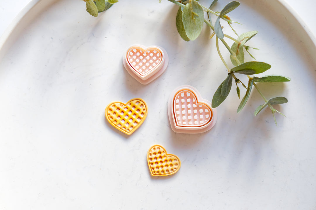 Valentine Heart Waffle Polymer Clay Cutters