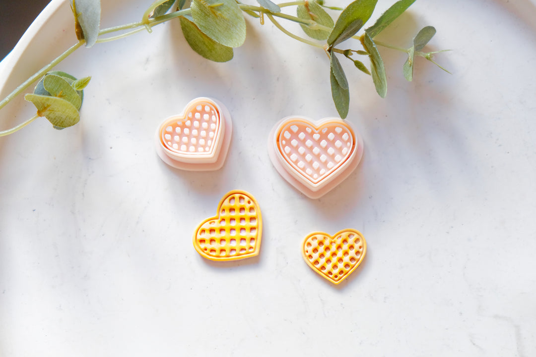 Valentine Heart Waffle Polymer Clay Cutters