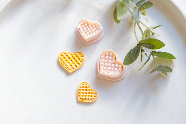 Valentine Heart Waffle Polymer Clay Cutters