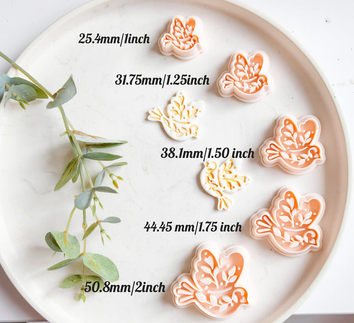 Floral Dove Polymer Clay Cutter, Flower Bird Clay Cutter, Polymer Clay Cutter