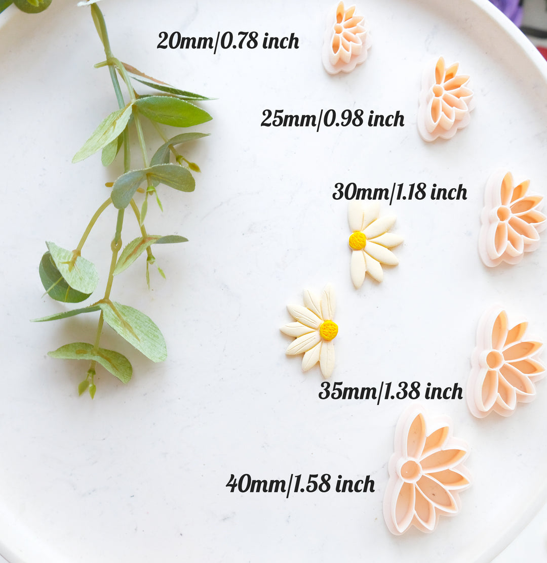 Half Daisy Flower Clay Cutter, Spring Polymer Clay Cutters, Half Flower Clay Cutter