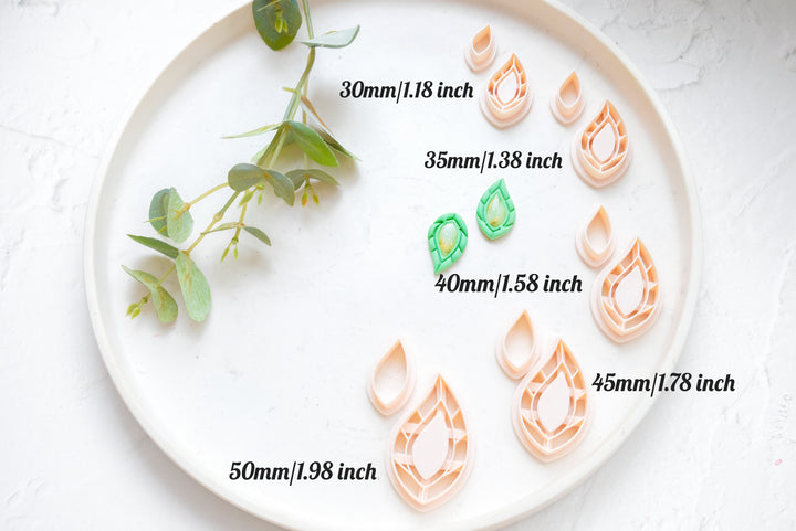 Leaf Earring with Precious Stones Clay Cutter, Earring Clay Cutter, Leaf Clay Errings