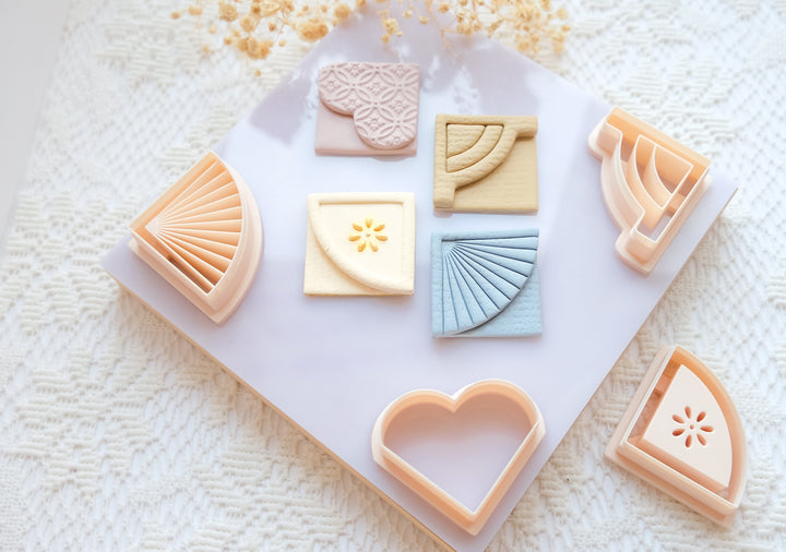 Corner Bookmark Cutter Set for Polymer Clay + Stich Guide Tool | DIY Bookmark Craft Tools | Decorative Clay Cutter Shapes