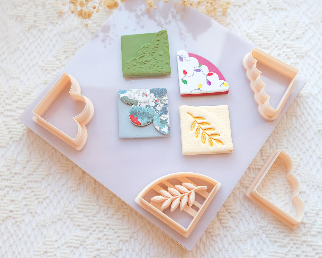 Corner Bookmark Cutter Set for Polymer Clay + Stich Guide Tool | DIY Bookmark Craft Tools | Decorative Clay Cutter Shapes