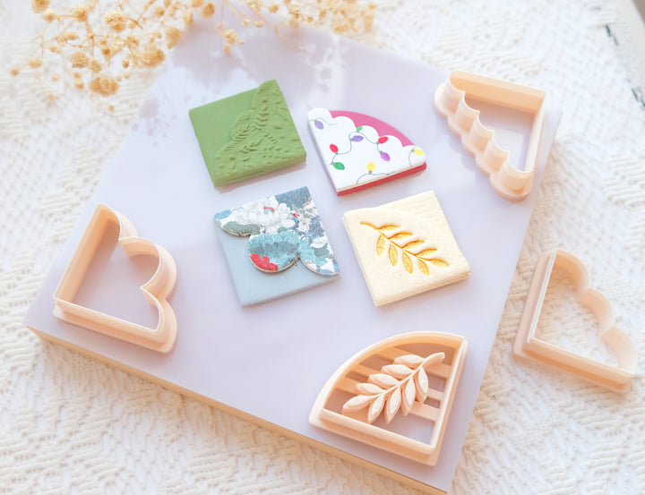 Corner Bookmark Cutter Set for Polymer Clay + Stich Guide Tool | DIY Bookmark Craft Tools | Decorative Clay Cutter Shapes