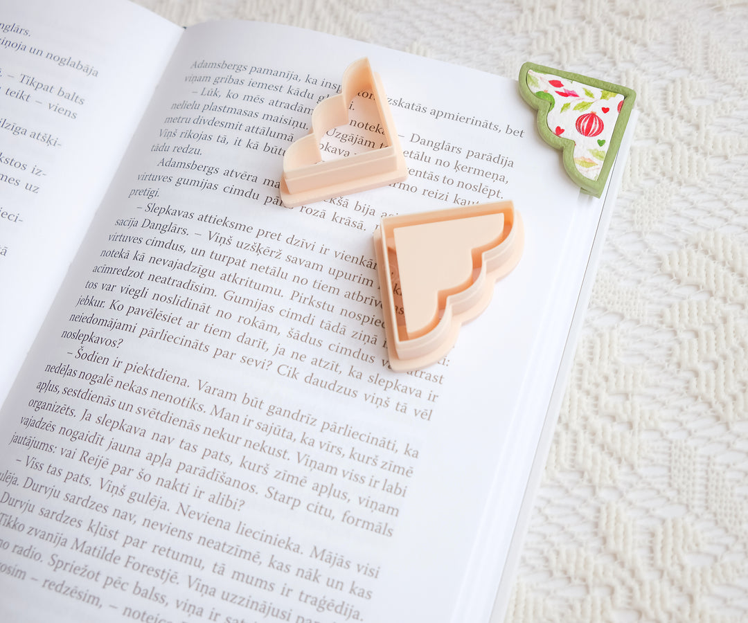 Corner Bookmark Cutter Set for Polymer Clay + Stich Guide Tool | DIY Bookmark Craft Tools | Decorative Clay Cutter Shapes