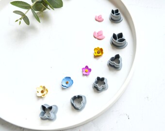 Flower Stud Polymer Clay Mini Cutters, Floral Clay Cutter, Stud earring clay cutter, Lotus Clay Cutters, Daisy earrings, Mushroom cutter