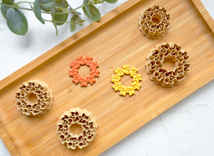 Maple Wreath Clay cutter, Fall Wreath Clay Cutter, Maple earrings, Scallop Fall Wreath clay cutter