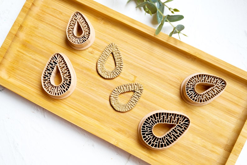 Rattan Drop Polymer Clay Cutter, Rattan Donut Clay earring Cutter, Geometric cutter, Circle clay cutter, Earring making tool