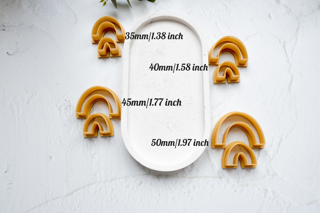 Double rainbow clay cutter, Rainbow  Cutter, Cookie cutter, Heart hair clip cutter, Biscuit cutter, Earring making tool, Clay tool