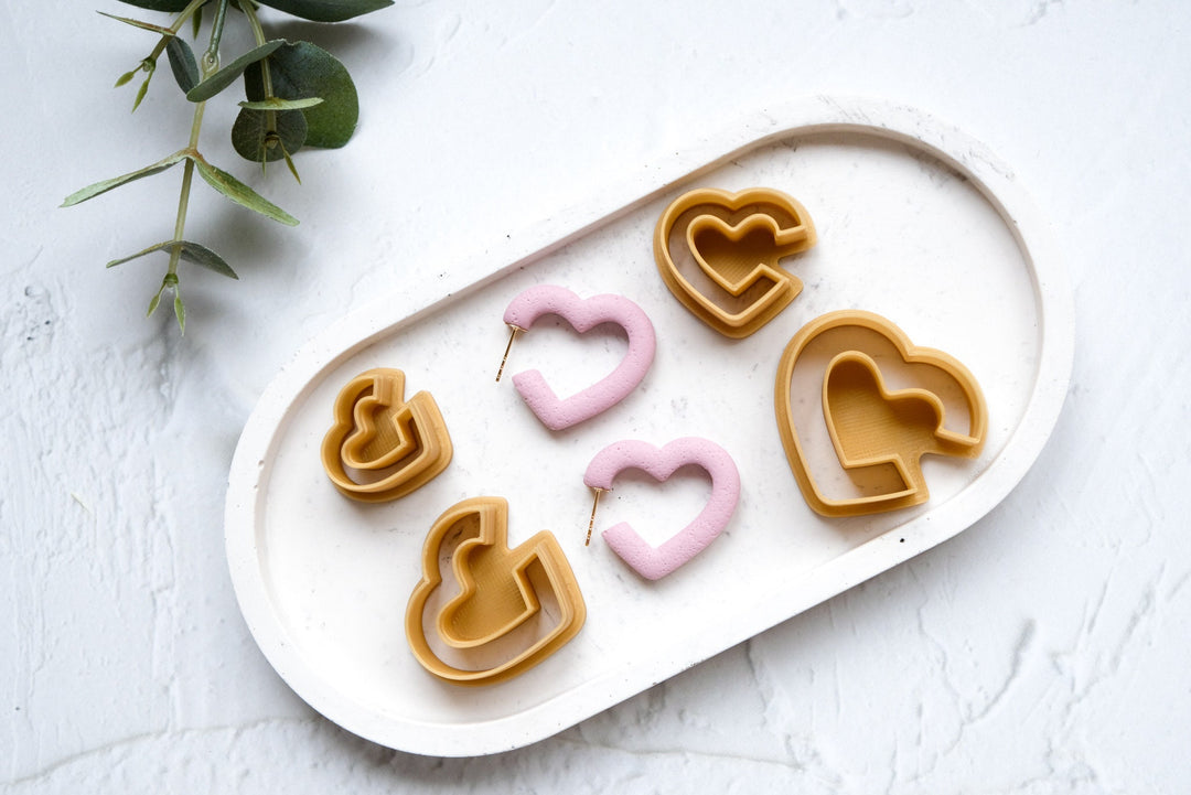 Heart clay cutter, Valentine Polymer Clay Cutter, Cookie cutter, Heart hair clip cutter, Biscuit cutter, Earring making tool, Clay tool