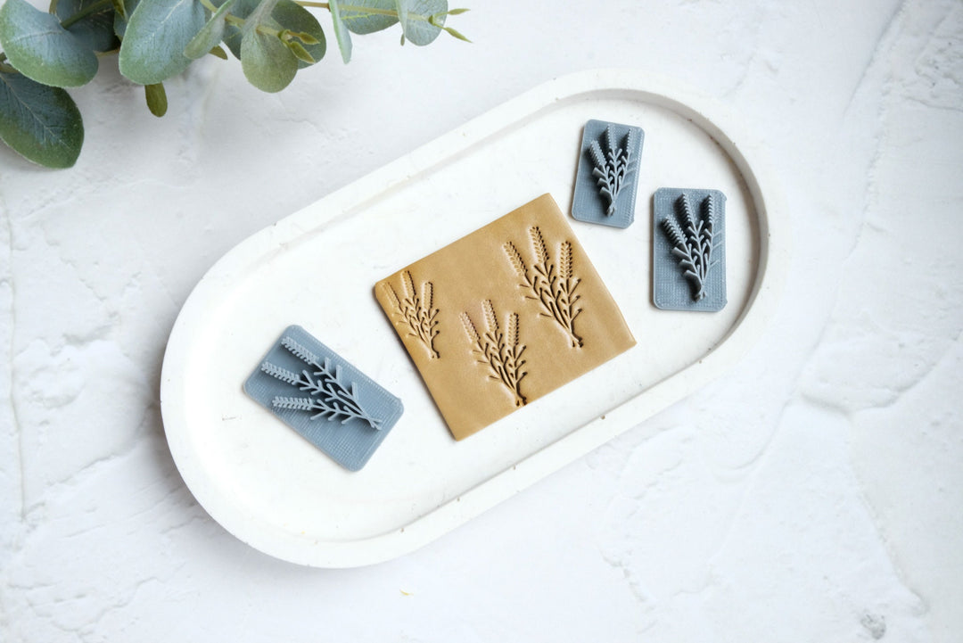 Polymer clay wheat stamp, Flower clay stamp, Clay texture, Floral stamps, Leave and flower stamps, Earring making tools