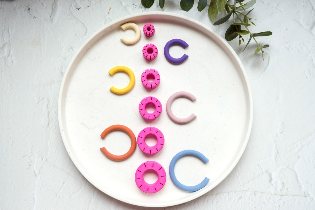 Hoop earring guide ( 10 holes), Polymer Clay hoop measuring guide, Hoop guide, Polymer clay tool, Earring making tool, Clay stamp