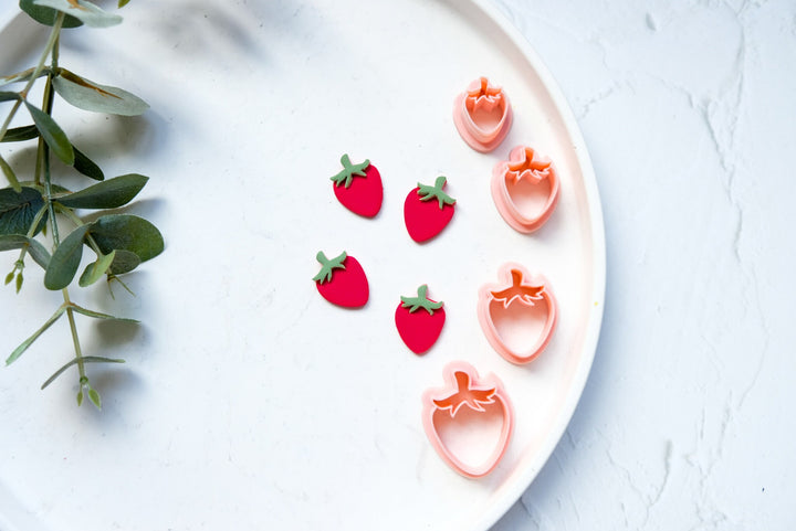 Strawberry clay cutter, Berry earring cutter, Food clay cutter, Summer Clay Cutters, Strawberry earrings, Polymer clay cutter set