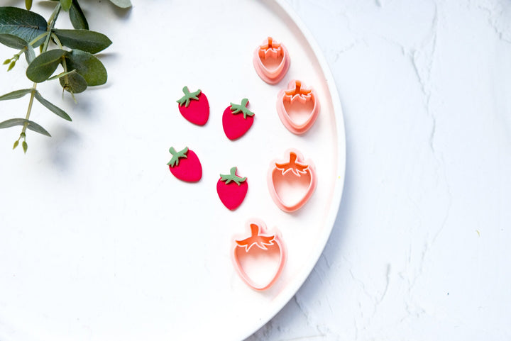 Strawberry clay cutter, Berry earring cutter, Food clay cutter, Summer Clay Cutters, Strawberry earrings, Polymer clay cutter set