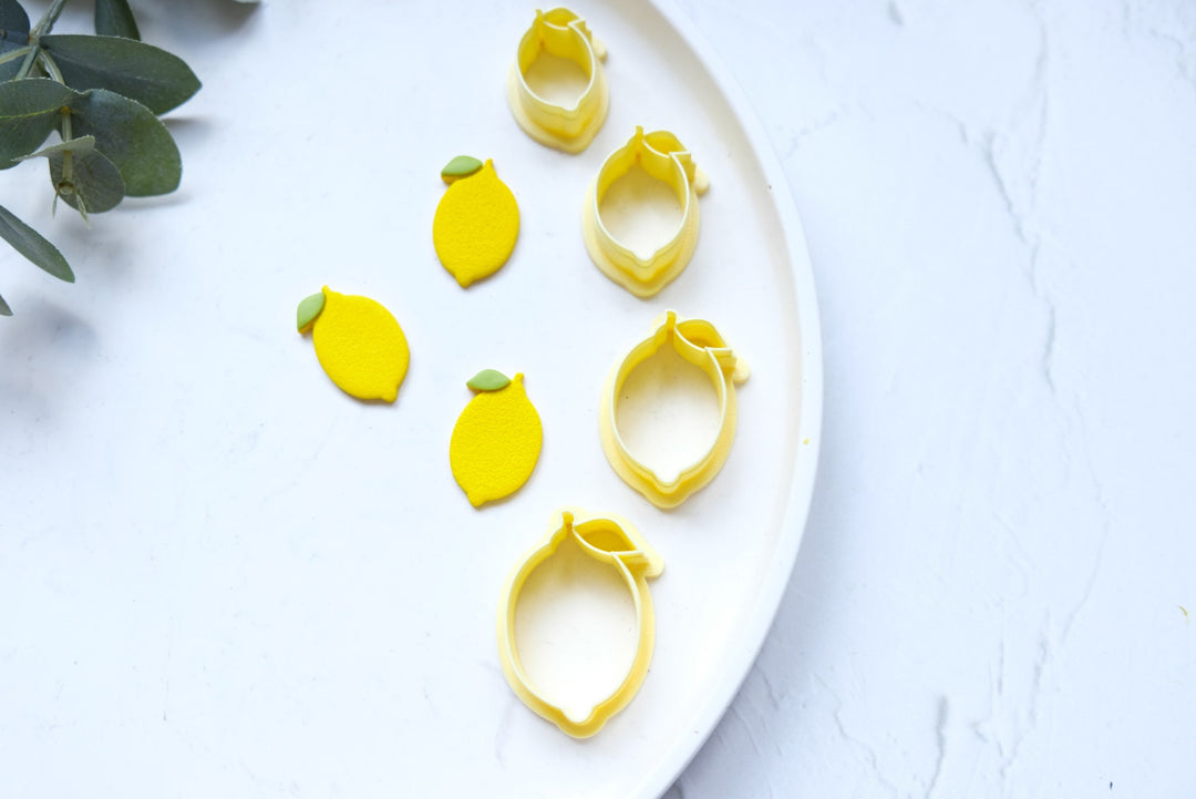 Lemon clay cutter, Fruit earring cutter, Food clay cutter, Summer Clay Cutters, Lemon earrings, Polymer clay cutter set