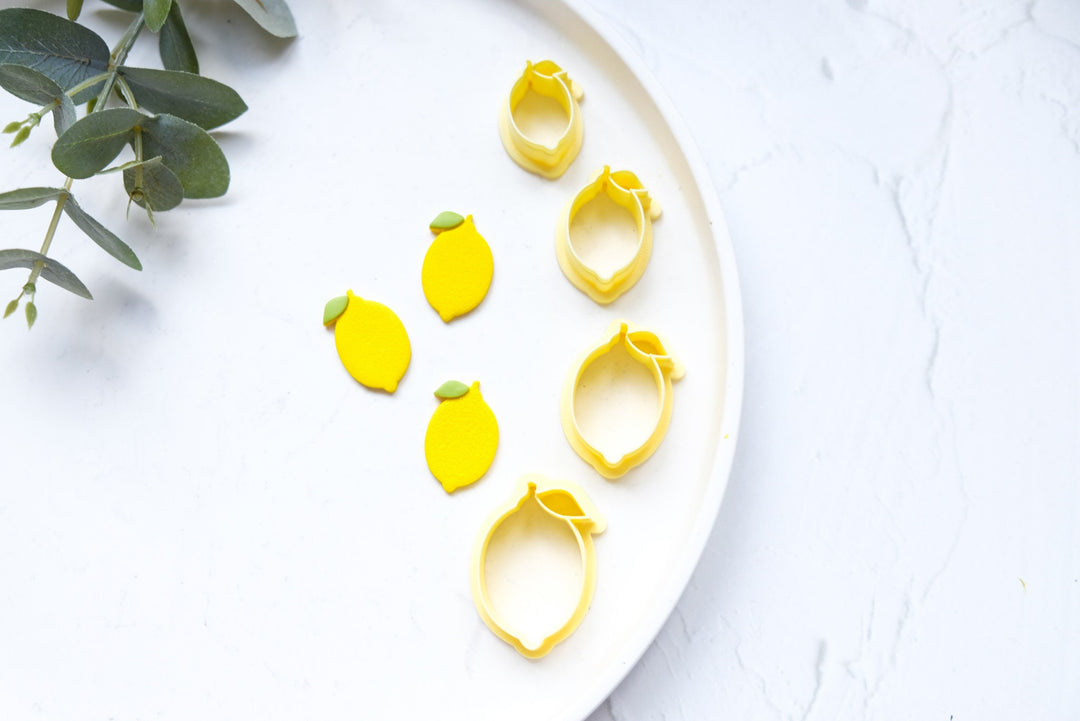 Lemon clay cutter, Fruit earring cutter, Food clay cutter, Summer Clay Cutters, Lemon earrings, Polymer clay cutter set