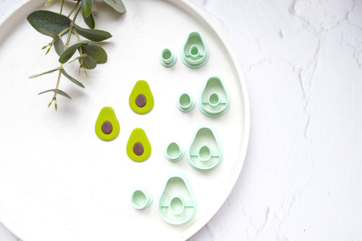 Avocado clay cutter, Vegetable earring cutter, Food clay cutter, Summer Clay Cutters, Avocado earrings, Polymer clay cutter set