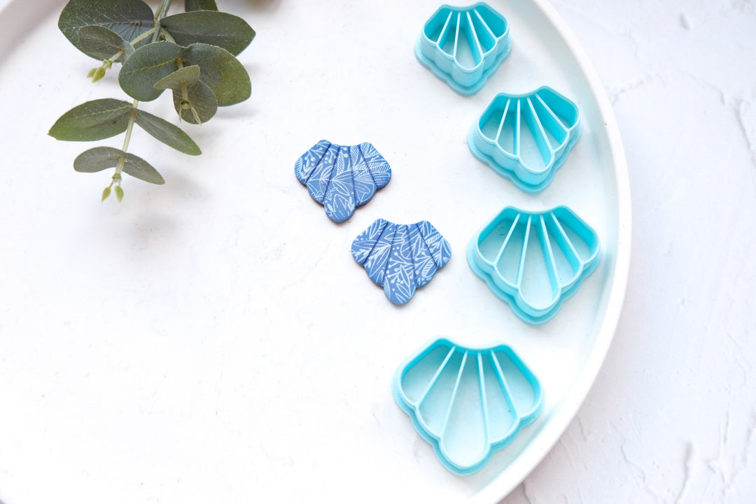 Scallop Polymer Clay Cutter, Scallop earring cutter, Embossed leaf cutter, Clay Cutters, Leaf earrings, Polymer clay cutter