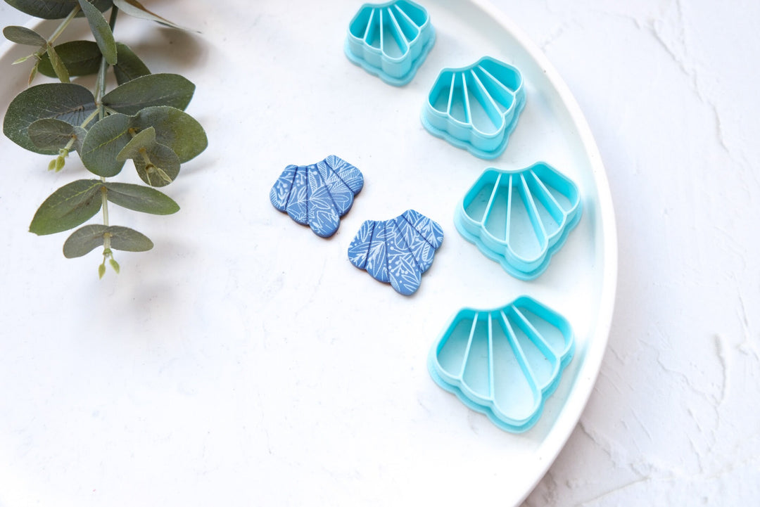 Scallop Polymer Clay Cutter, Scallop earring cutter, Embossed leaf cutter, Clay Cutters, Leaf earrings, Polymer clay cutter