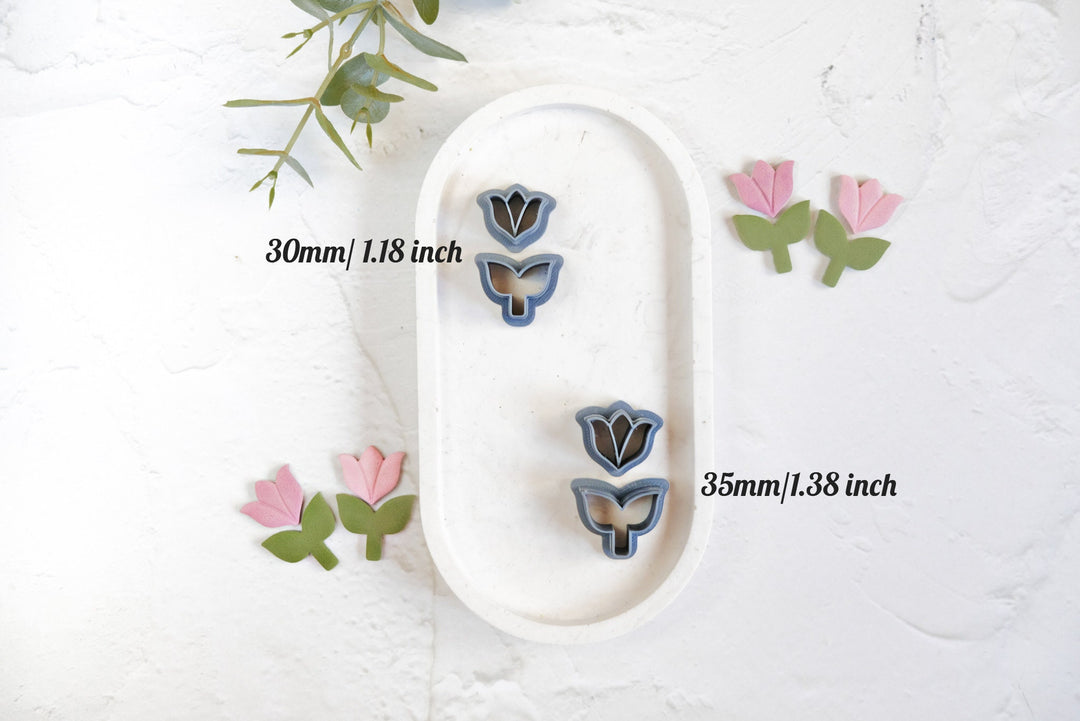 Tulip Flower clay cutter, Tulip earring cutter, Embossed flower Clay Cutter, Flower Clay Cutters, Flower earrings, Polymer clay cutter set