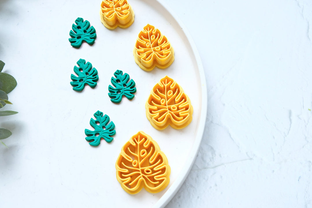 Monstera leaf polymer clay cutter, Monstera leaf Embossed cutter, Leaf earrings, Scallop clay cutter, Monstera leaf Earring cutter