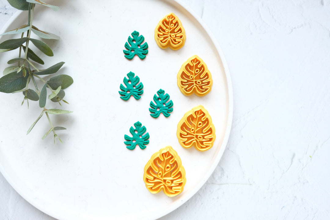 Monstera leaf polymer clay cutter, Monstera leaf Embossed cutter, Leaf earrings, Scallop clay cutter, Monstera leaf Earring cutter