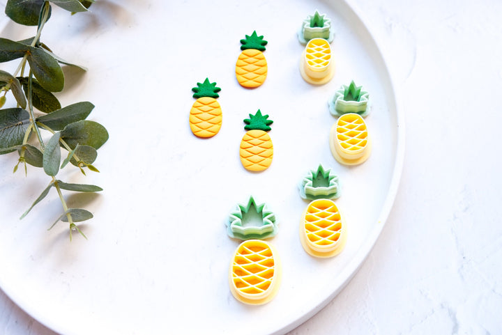 Pineapple polymer clay cutter, Pineapple embossed cutter, Pineapple earrings, Fruit earring, Clay cutter set, Scallop clay cutter set