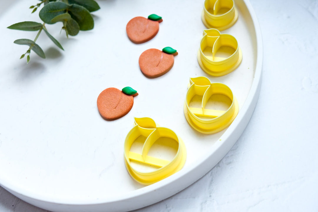 Peach clay cutter, Fruit earring cutter, Food clay cutter, Summer Clay Cutters, Peach earrings, Polymer clay cutter set