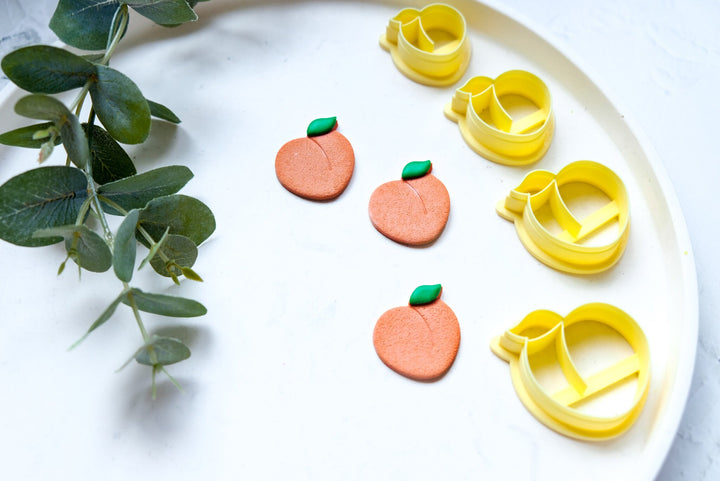 Peach clay cutter, Fruit earring cutter, Food clay cutter, Summer Clay Cutters, Peach earrings, Polymer clay cutter set