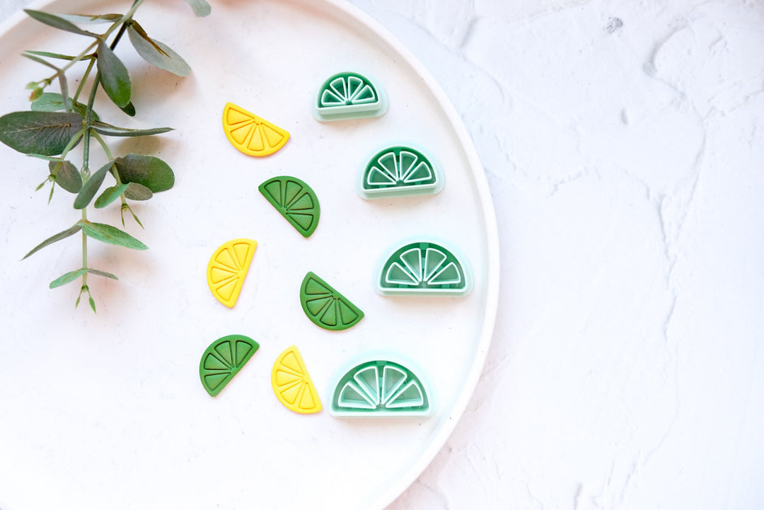 Lime slice polymer clay cutter, Lemon earring cutter, Fruit Polymer clay Cutter, Lime earrings, Lemon earrings, Polymer clay cutter