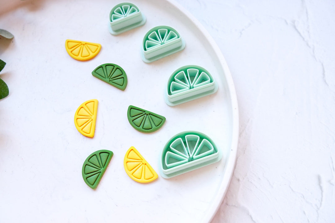 Lime slice polymer clay cutter, Lemon earring cutter, Fruit Polymer clay Cutter, Lime earrings, Lemon earrings, Polymer clay cutter