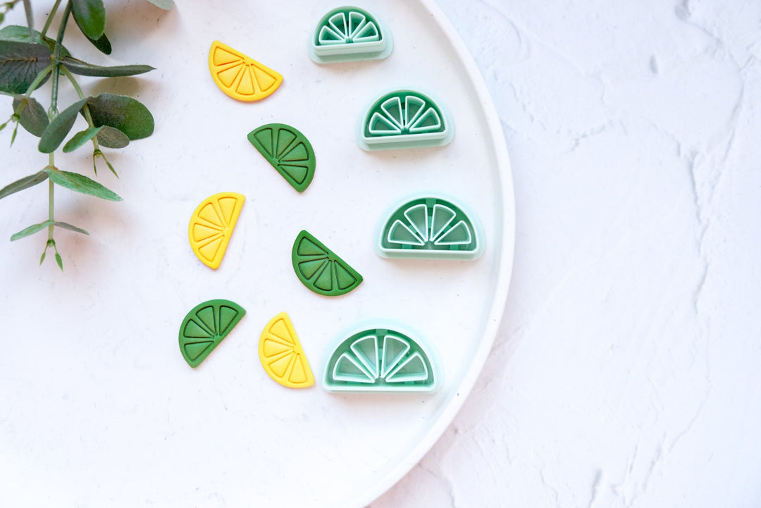 Lime slice polymer clay cutter, Lemon earring cutter, Fruit Polymer clay Cutter, Lime earrings, Lemon earrings, Polymer clay cutter