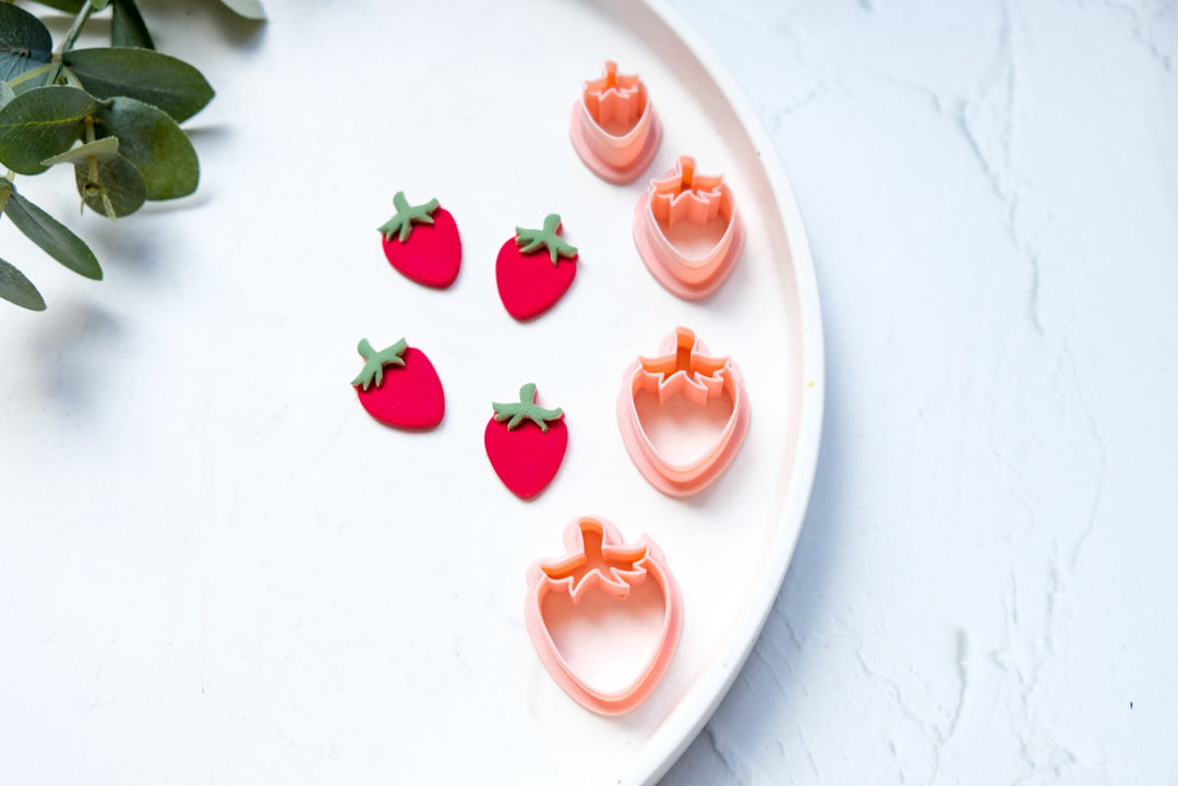 Strawberry clay cutter, Berry earring cutter, Food clay cutter, Summer Clay Cutters, Strawberry earrings, Polymer clay cutter set