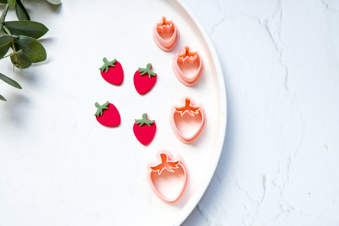 Strawberry clay cutter, Berry earring cutter, Food clay cutter, Summer Clay Cutters, Strawberry earrings, Polymer clay cutter set