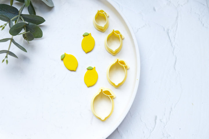 Lemon clay cutter, Fruit earring cutter, Food clay cutter, Summer Clay Cutters, Lemon earrings, Polymer clay cutter set