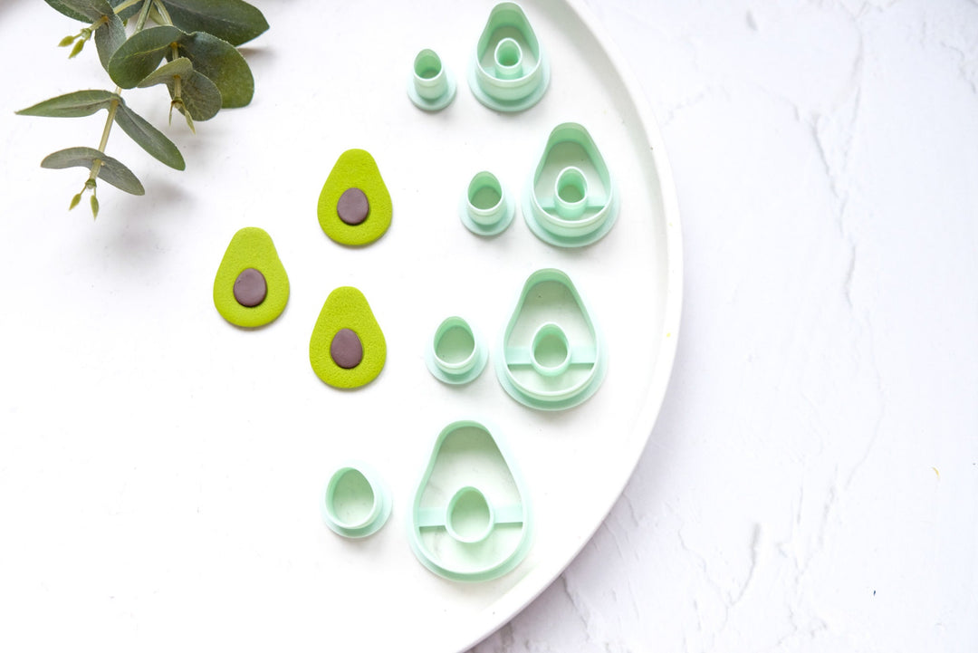 Avocado clay cutter, Vegetable earring cutter, Food clay cutter, Summer Clay Cutters, Avocado earrings, Polymer clay cutter set