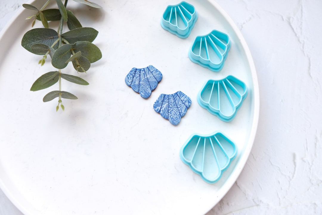 Scallop Polymer Clay Cutter, Scallop earring cutter, Embossed leaf cutter, Clay Cutters, Leaf earrings, Polymer clay cutter