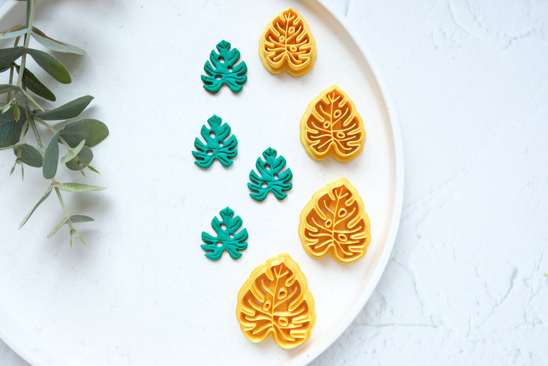 Monstera leaf polymer clay cutter, Monstera leaf Embossed cutter, Leaf earrings, Scallop clay cutter, Monstera leaf Earring cutter