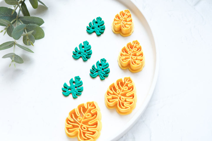 Monstera leaf polymer clay cutter, Monstera leaf Embossed cutter, Leaf earrings, Scallop clay cutter, Monstera leaf Earring cutter