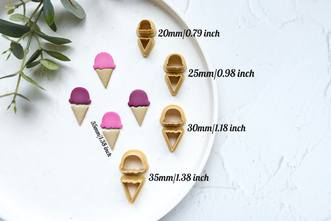 Ice cream separate clay cutter, Ice cream earring cutter, Ice cream 2 separate part cutters, Summer Clay Cutters, Polymer clay cutter set