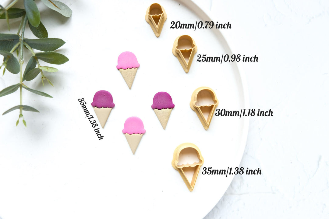 Ice cream polymer clay cutter (one part), Ice cream earring cutter, Ice cream scalloped cutter, Summer Clay Cutters, Polymer clay cutter set