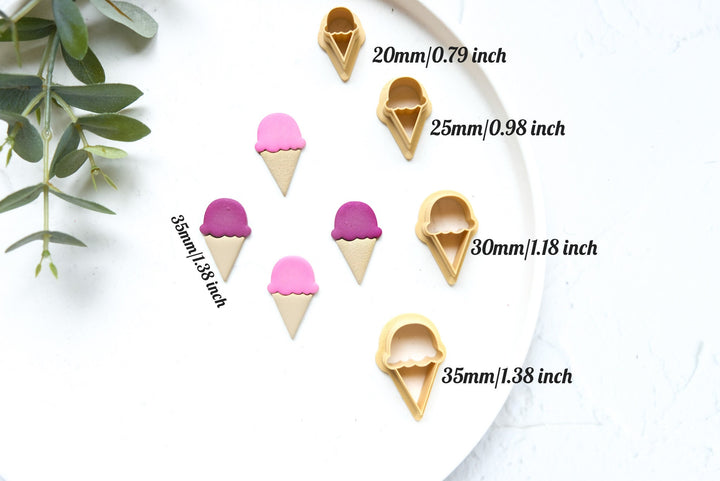 Ice cream polymer clay cutter (one part), Ice cream earring cutter, Ice cream scalloped cutter, Summer Clay Cutters, Polymer clay cutter set