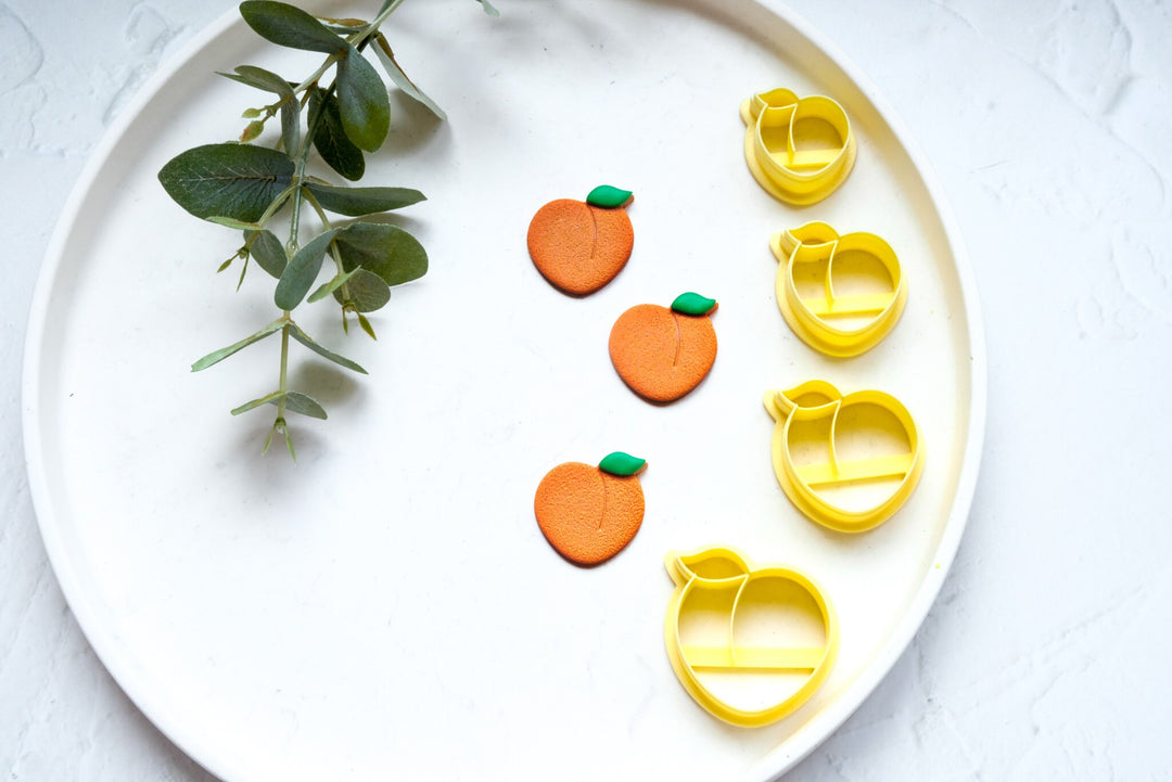 Peach clay cutter, Fruit earring cutter, Food clay cutter, Summer Clay Cutters, Peach earrings, Polymer clay cutter set