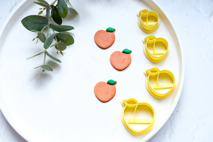 Peach clay cutter, Fruit earring cutter, Food clay cutter, Summer Clay Cutters, Peach earrings, Polymer clay cutter set